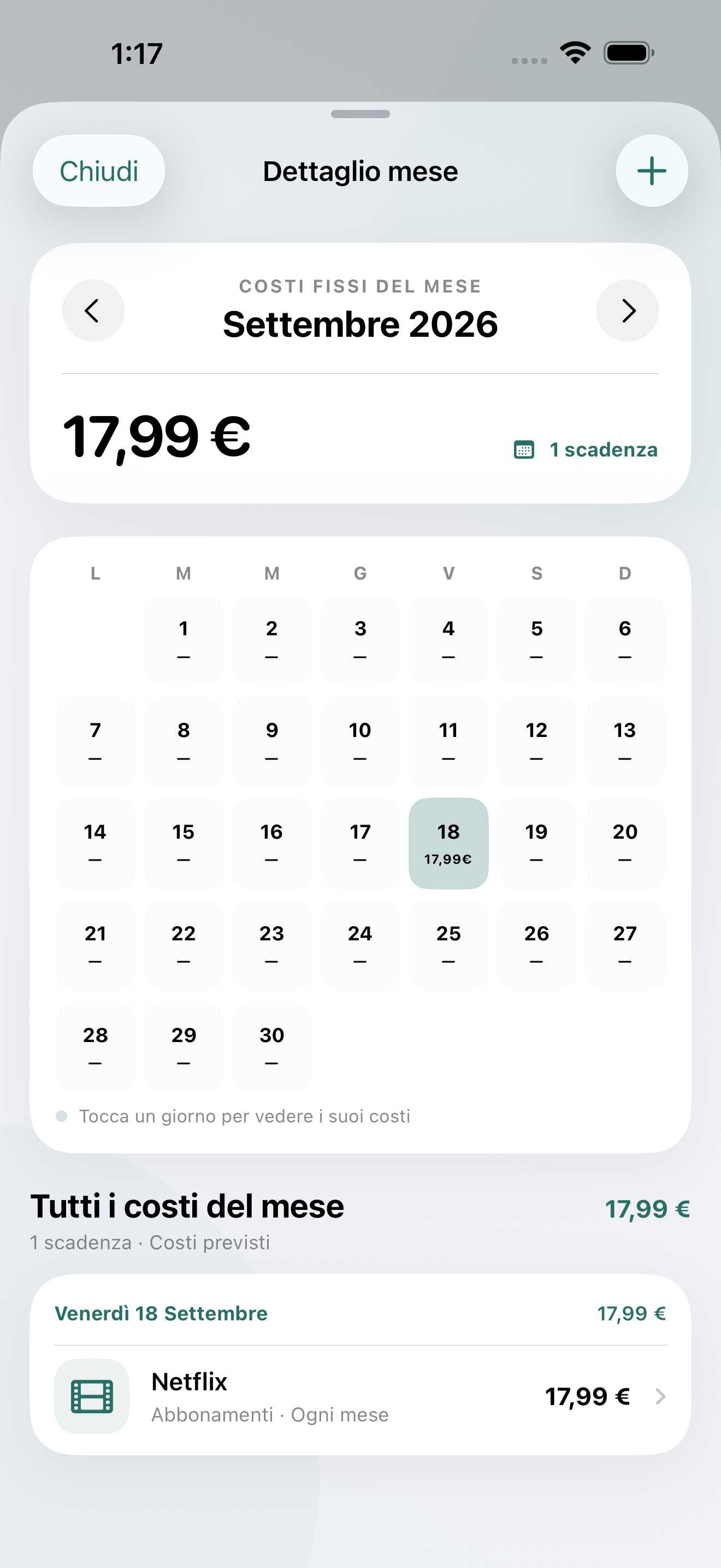 Calendario di settembre in kiyosa. con i costi e il dettaglio di un abbonamento dimostrativo